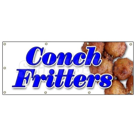CONCH FRITTERS BANNER SIGN Fried Batter Corn Fritter Hush Puppy Fresh